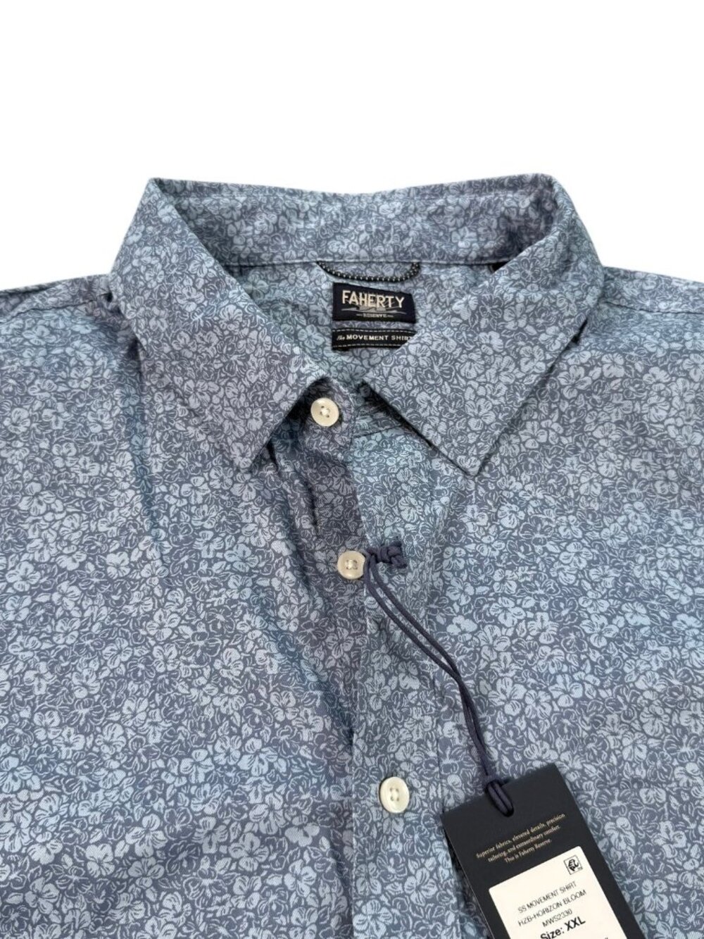 Faherty SS Movement Shirt Horizon Bloom Floral Men's 2XL Blue NWT